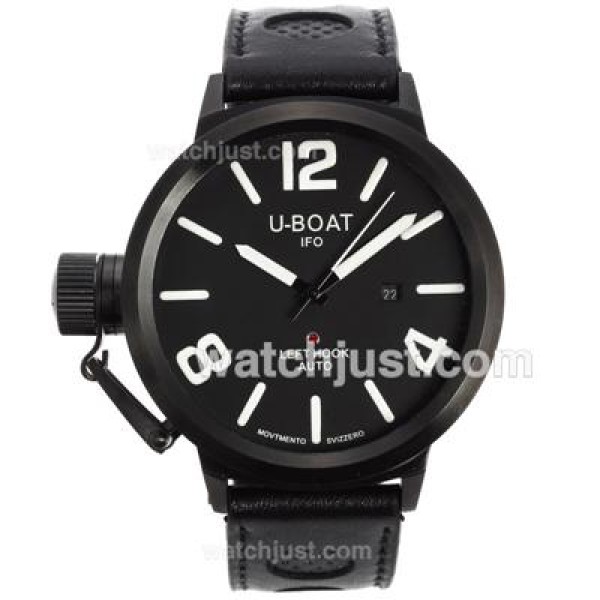 U-Boat Italo Fontana Automatic PVD Case Black Dial with White Markers-Leather Strap