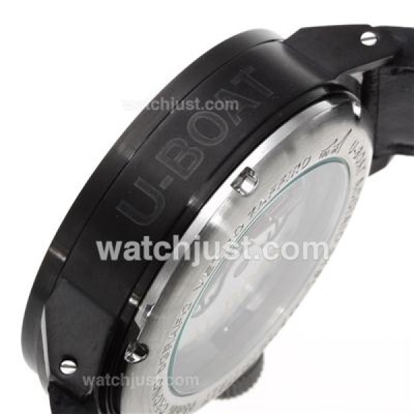 U-Boat Italo Fontana Automatic PVD Case Black Dial with White Markers-Leather Strap