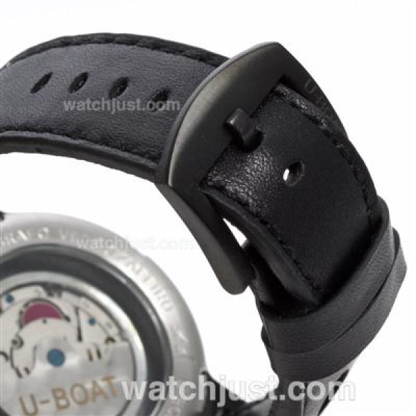 U-Boat Italo Fontana Automatic PVD Case Black Dial with White Markers-Leather Strap