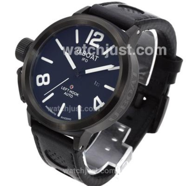 U-Boat Italo Fontana Automatic PVD Case Black Dial with White Markers-Leather Strap