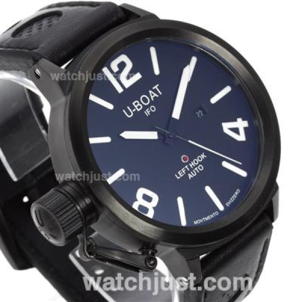 U-Boat Italo Fontana Automatic PVD Case Black Dial with White Markers-Leather Strap