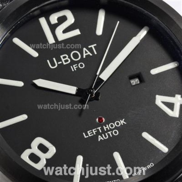 U-Boat Italo Fontana Automatic PVD Case Black Dial with White Markers-Leather Strap