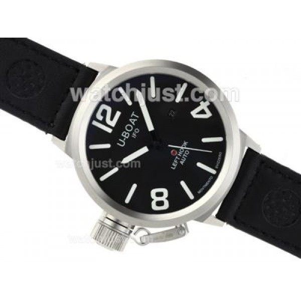 U-Boat Italo Fontana Automatic Black Dial with White Markers-Leather Strap