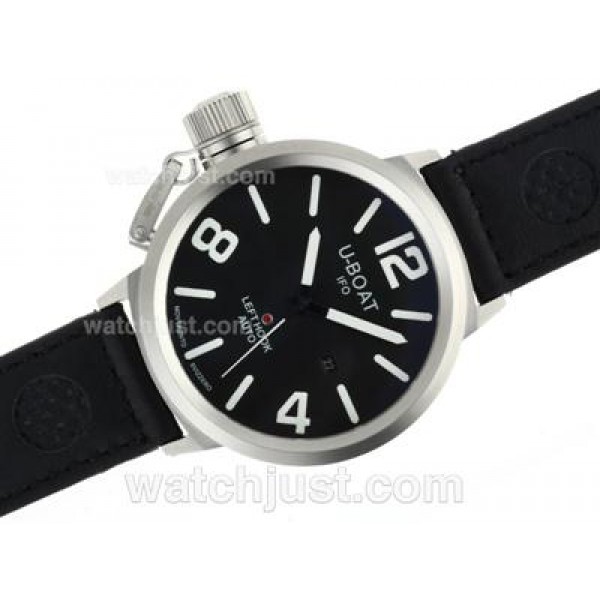 U-Boat Italo Fontana Automatic Black Dial with White Markers-Leather Strap