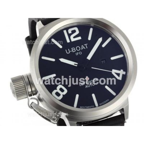 U-Boat Italo Fontana Automatic Black Dial with White Markers-Leather Strap