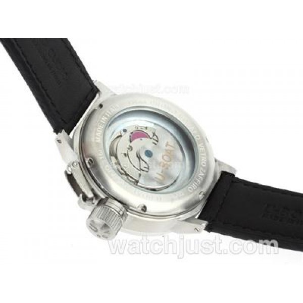 U-Boat Italo Fontana Automatic Black Dial with White Markers-Leather Strap