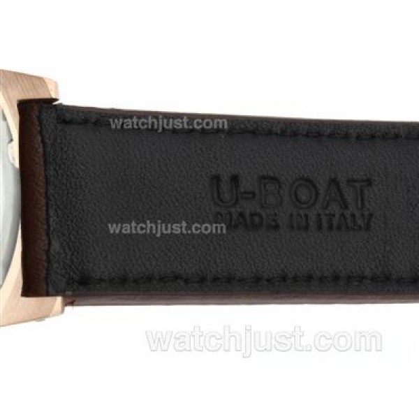 U-Boat Italo Fontana Working Chronograph Rose Gold Case Black Dial with White Markers-Leather Strap