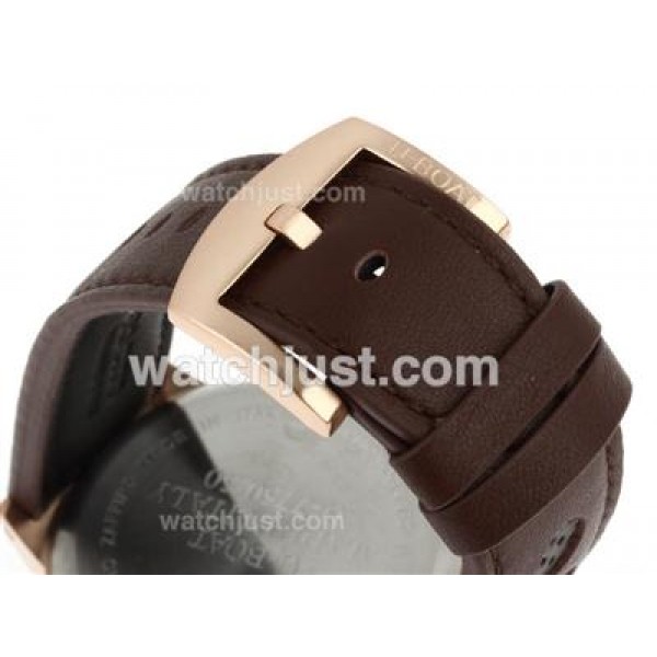U-Boat Italo Fontana Working Chronograph Rose Gold Case Black Dial with White Markers-Leather Strap
