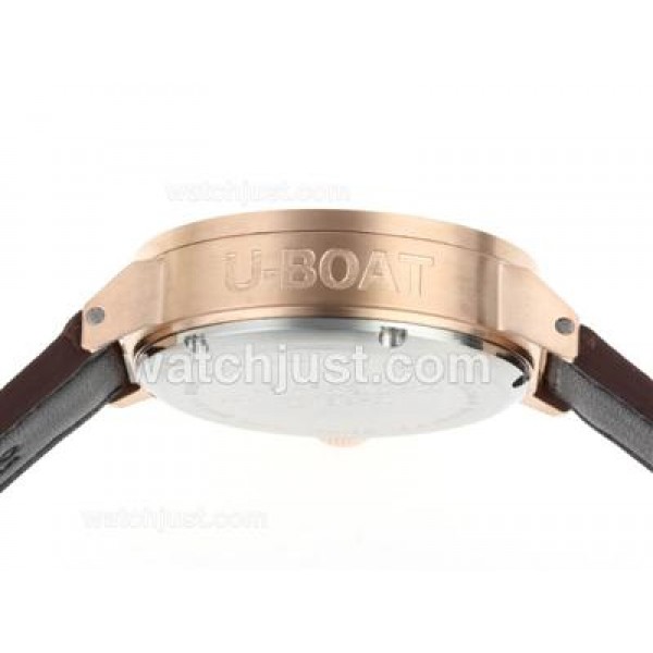 U-Boat Italo Fontana Working Chronograph Rose Gold Case Black Dial with White Markers-Leather Strap