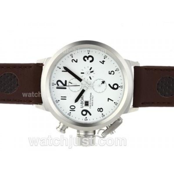 U-Boat Italo Fontana Working Chronograph White Dial with Black Markers-Leather Strap