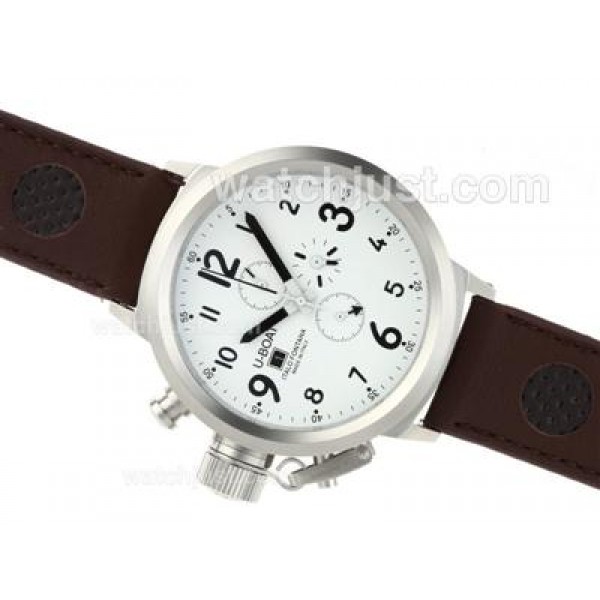 U-Boat Italo Fontana Working Chronograph White Dial with Black Markers-Leather Strap