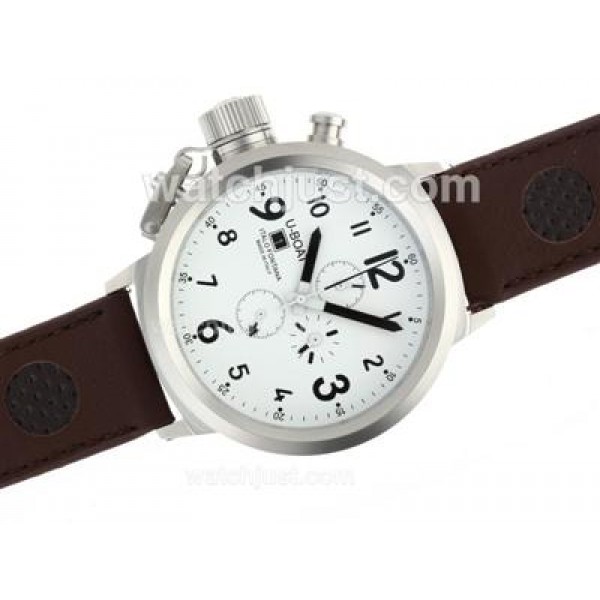 U-Boat Italo Fontana Working Chronograph White Dial with Black Markers-Leather Strap