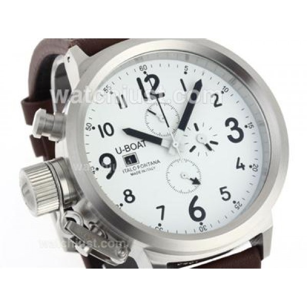 U-Boat Italo Fontana Working Chronograph White Dial with Black Markers-Leather Strap