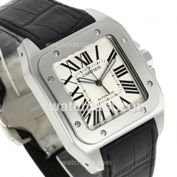 UK Best Quality Cartier Santos 100 Replica Watches With White Dials For Men