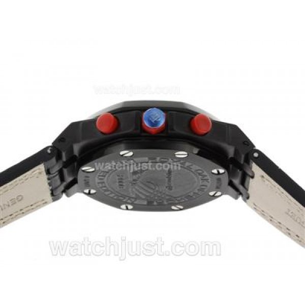 Audemars Piguet Royal Oak Offshore Chrono Swiss Valjoux 7750 Movement PVD Case with Black Dial-Leather Strap