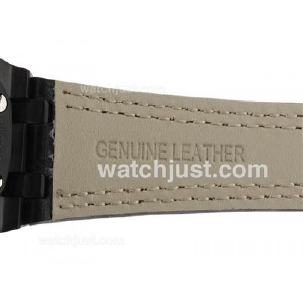 Audemars Piguet Royal Oak Offshore Chrono Swiss Valjoux 7750 Movement PVD Case with Black Dial-Leather Strap