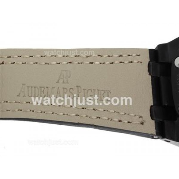 Audemars Piguet Royal Oak Offshore Chrono Swiss Valjoux 7750 Movement PVD Case with Black Dial-Leather Strap