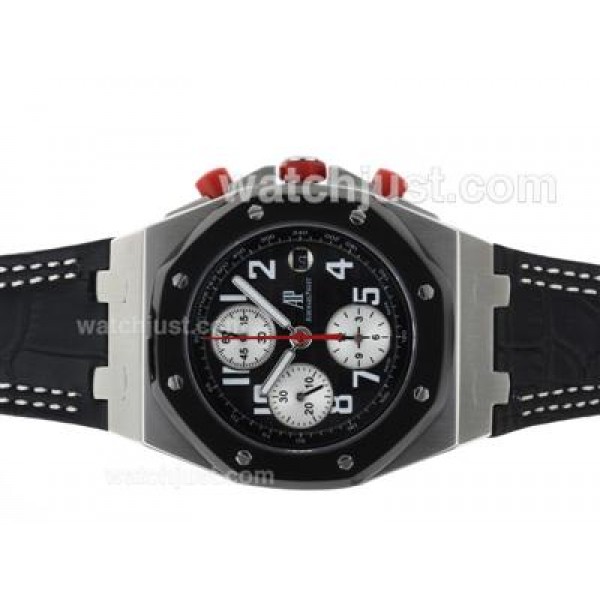 Audemars Piguet Royal Oak Offshore Chrono Swiss Valjoux 7750 Movement PVD Bezel with Black Dial-Leather Strap