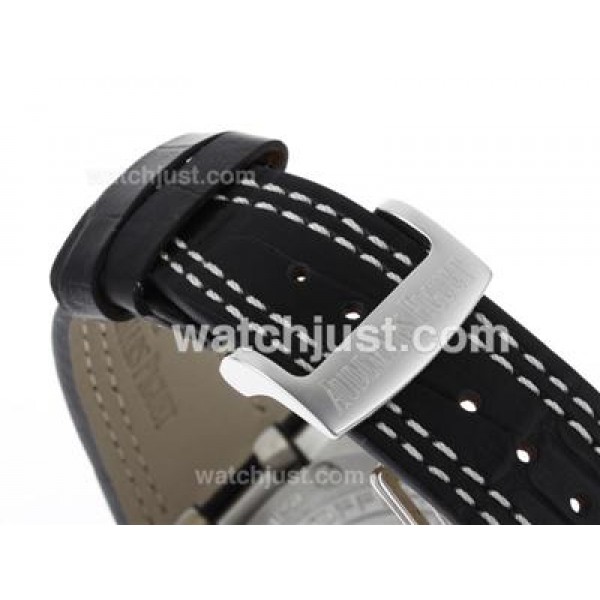 Audemars Piguet Royal Oak Offshore Chrono Swiss Valjoux 7750 Movement PVD Bezel with Black Dial-Leather Strap