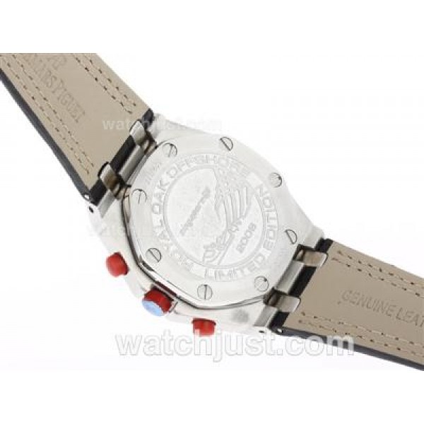 Audemars Piguet Royal Oak Offshore Chrono Swiss Valjoux 7750 Movement PVD Bezel with Black Dial-Leather Strap
