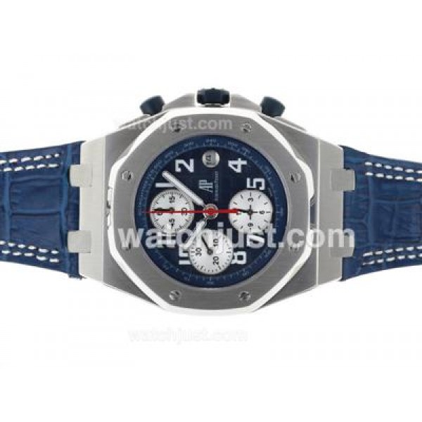 Audemars Piguet Royal Oak Offshore Chrono Swiss Valjoux 7750 Movement with Blue Dial-Leather Strap