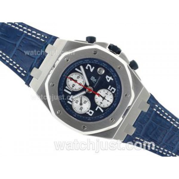 Audemars Piguet Royal Oak Offshore Chrono Swiss Valjoux 7750 Movement with Blue Dial-Leather Strap