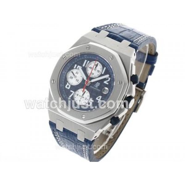 Audemars Piguet Royal Oak Offshore Chrono Swiss Valjoux 7750 Movement with Blue Dial-Leather Strap