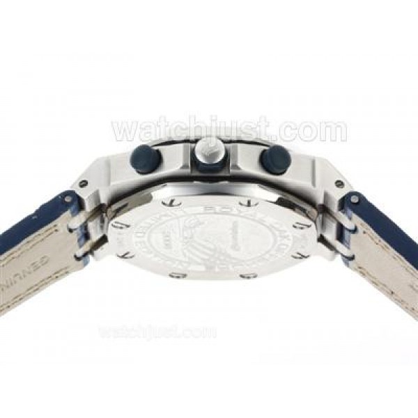Audemars Piguet Royal Oak Offshore Chrono Swiss Valjoux 7750 Movement with Blue Dial-Leather Strap