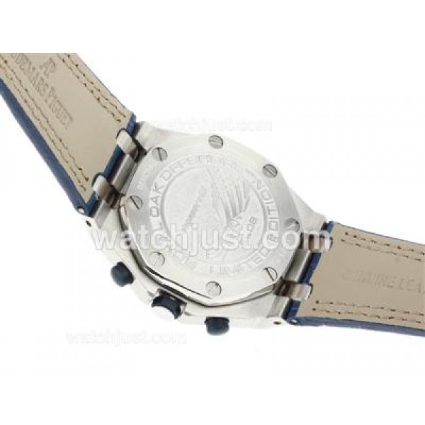 Audemars Piguet Royal Oak Offshore Chrono Swiss Valjoux 7750 Movement with Blue Dial-Leather Strap