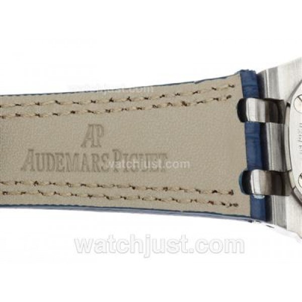 Audemars Piguet Royal Oak Offshore Chrono Swiss Valjoux 7750 Movement with Blue Dial-Leather Strap