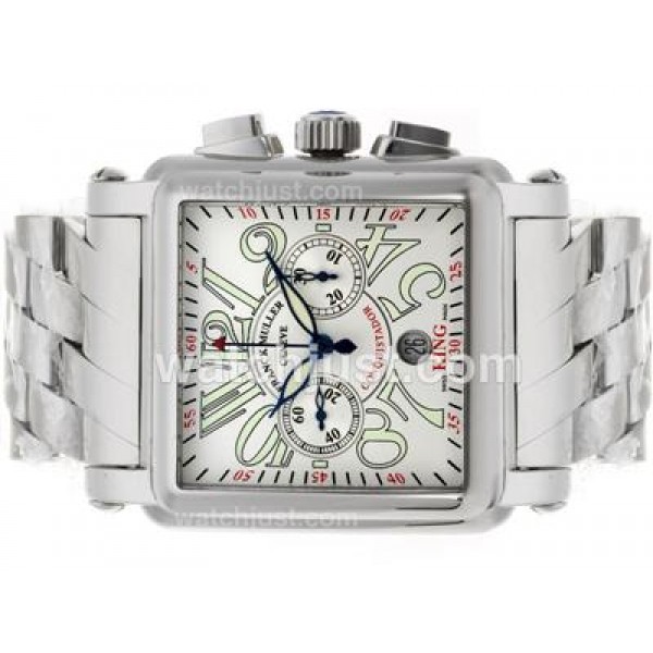 Franck Muller Conquistador King Chronograph Swiss Valjoux 7750 Movement with White Dial S/S