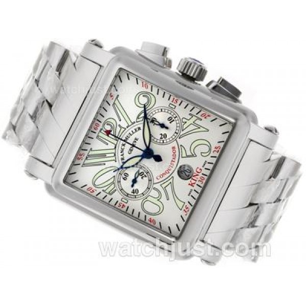 Franck Muller Conquistador King Chronograph Swiss Valjoux 7750 Movement with White Dial S/S