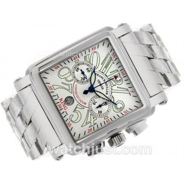 Franck Muller Conquistador King Chronograph Swiss Valjoux 7750 Movement with White Dial S/S
