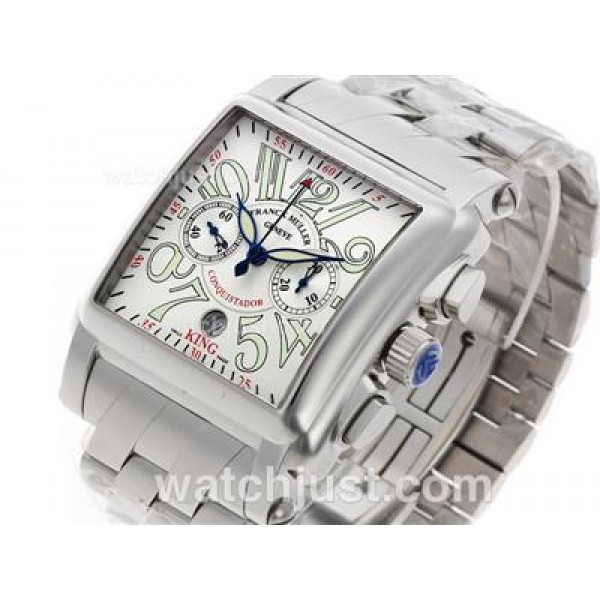 Franck Muller Conquistador King Chronograph Swiss Valjoux 7750 Movement with White Dial S/S