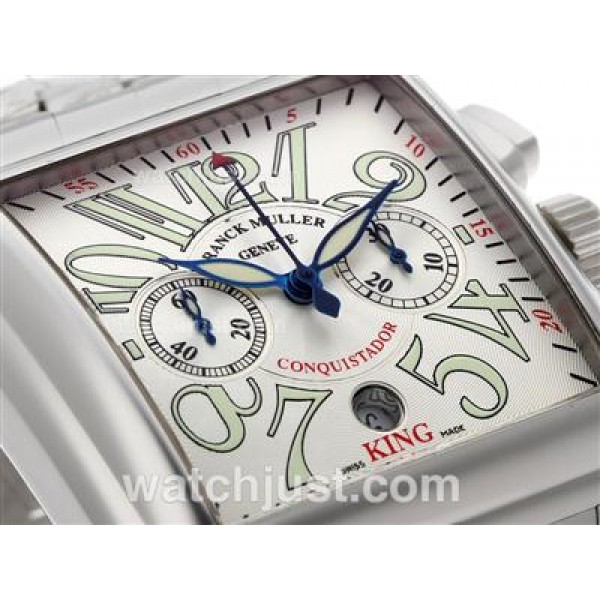Franck Muller Conquistador King Chronograph Swiss Valjoux 7750 Movement with White Dial S/S