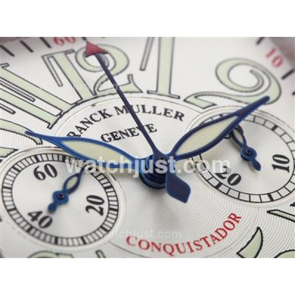Franck Muller Conquistador King Chronograph Swiss Valjoux 7750 Movement with White Dial S/S