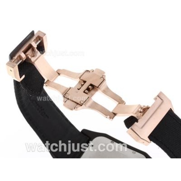 Cartier Santos 100 Automatic PVD Case with Rose Gold Markers-Nylon Strap-Sames Chassis as ETA Version