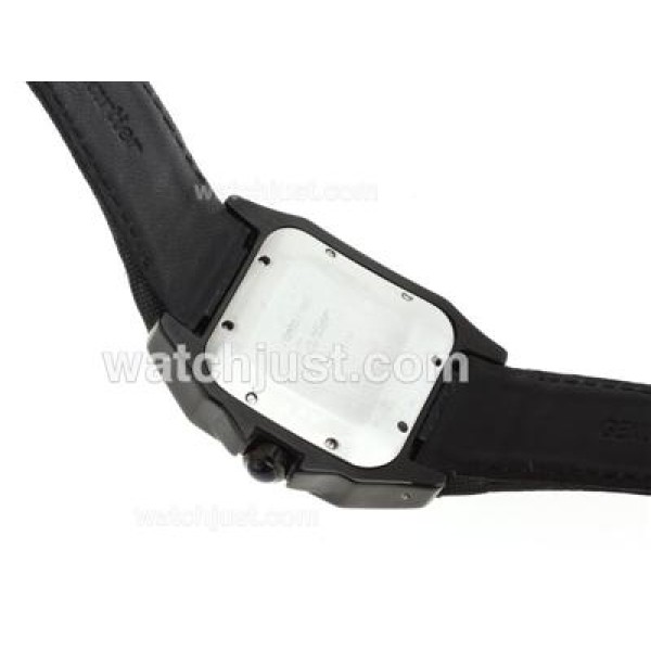 Cartier Santos 100 Automatic PVD Case with Rose Gold Markers-Nylon Strap-Sames Chassis as ETA Version