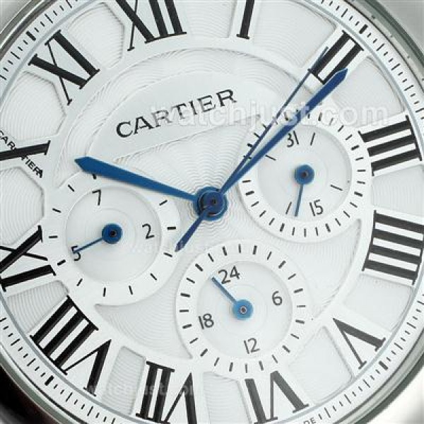 Cartier Rotonde de Cartier Chronograph with White Dial-Leather Strap