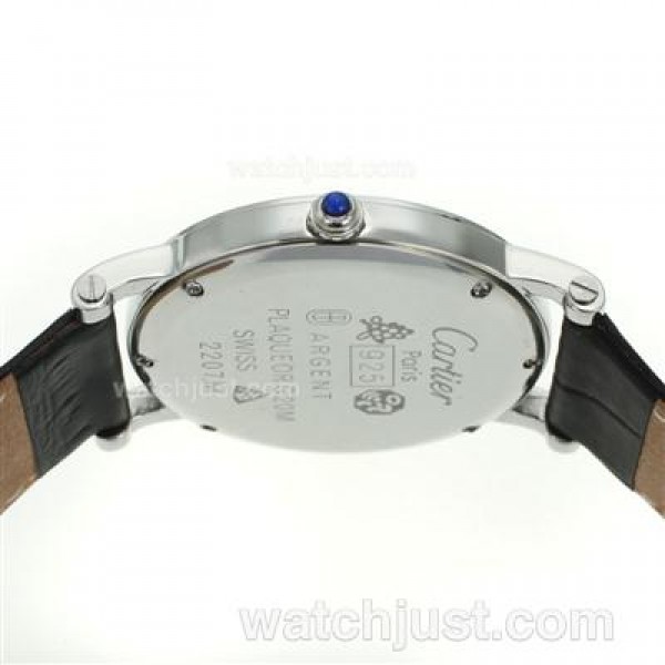 Cartier Rotonde de Cartier Chronograph with White Dial-Leather Strap