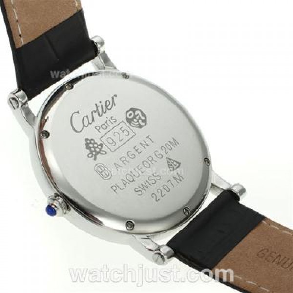 Cartier Rotonde de Cartier Chronograph with White Dial-Leather Strap
