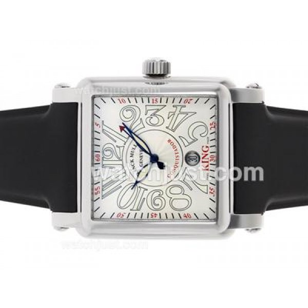 Franck Muller Conquistador King Swiss ETA 2824 Movement with White Dial-Rubber Strap