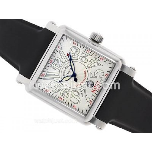 Franck Muller Conquistador King Swiss ETA 2824 Movement with White Dial-Rubber Strap
