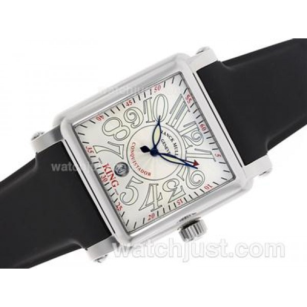 Franck Muller Conquistador King Swiss ETA 2824 Movement with White Dial-Rubber Strap
