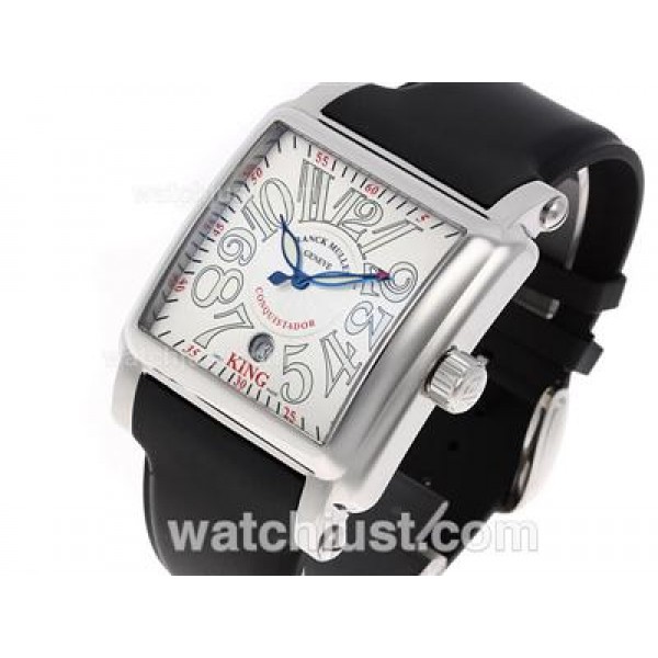 Franck Muller Conquistador King Swiss ETA 2824 Movement with White Dial-Rubber Strap