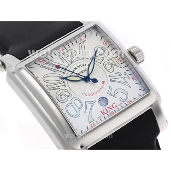 Franck Muller Conquistador King Swiss ETA 2824 Movement with White Dial-Rubber Strap