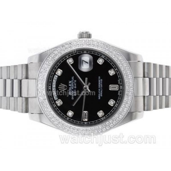 Best Quality Rolex Day-Date II Replica Watches With Black Dials For Sale