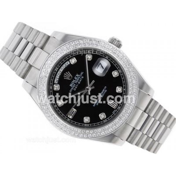 Best Quality Rolex Day-Date II Replica Watches With Black Dials For Sale