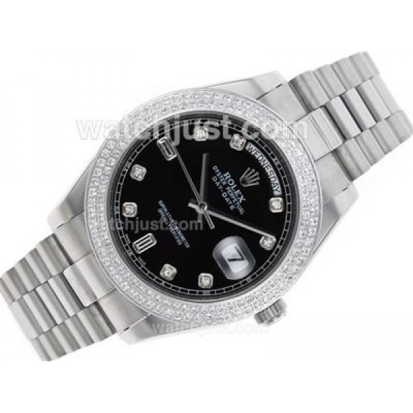 Best Quality Rolex Day-Date II Replica Watches With Black Dials For Sale