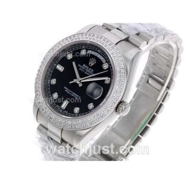 Best Quality Rolex Day-Date II Replica Watches With Black Dials For Sale